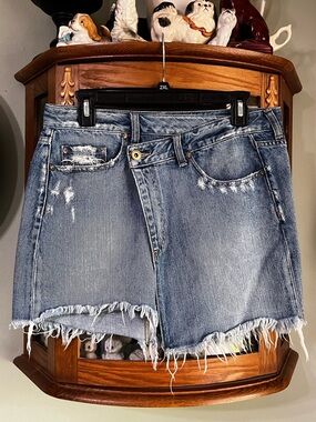 Pistola Asymmetrical Distressed Denim Skort Shorts Size 28